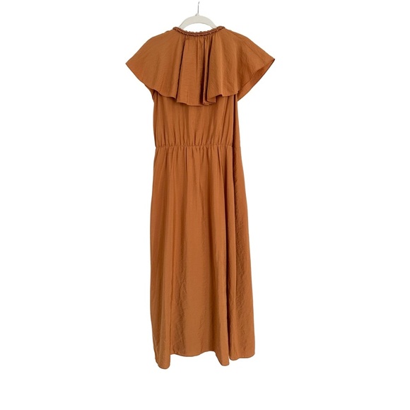 VINCE Braid Trim Flutter Sleeve Wrap Dress Copper Size Small NWT - Picture 7 of 7